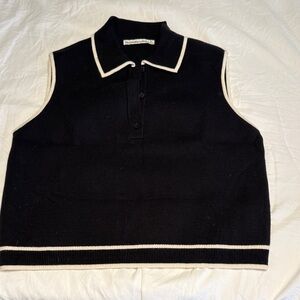 Abercrombie & Fitch Black Sweater Vest with White Trim